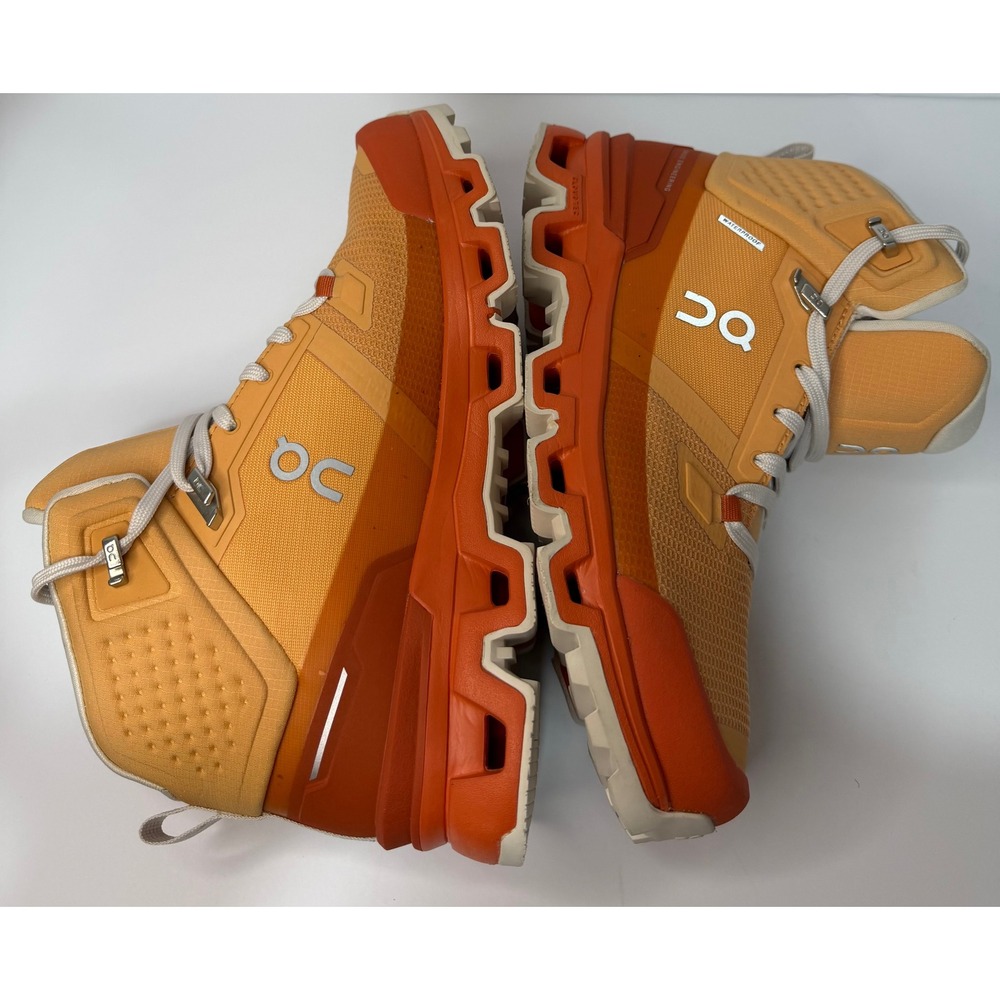 On Cloudrock Waterproof Hiking Boots Orange Womens 7.5 - Picture 6 of 8